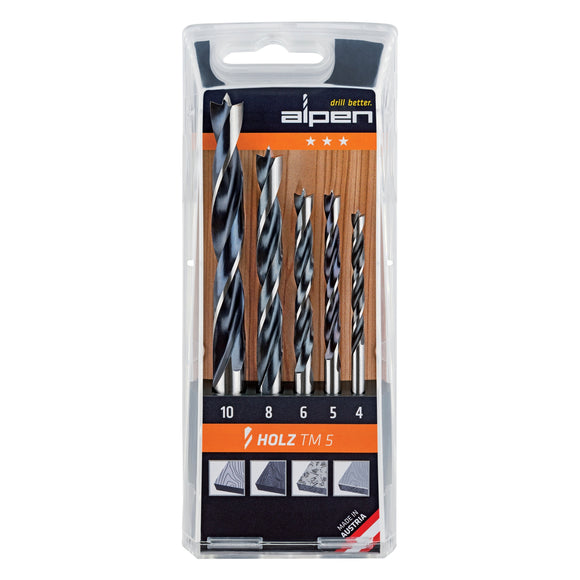 Image of a Alpen Wood Drill Bit Set 5 Piece 4-5-6-8-10