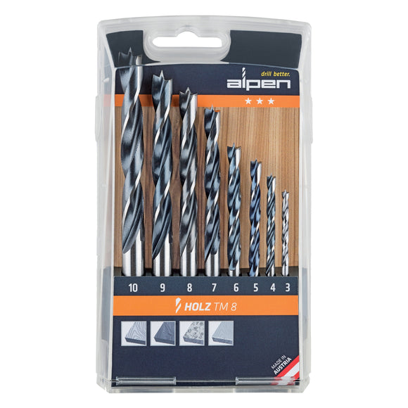 Image of a Alpen Wood Drill Bit Set 8 Piece 3-10mm X 1mm