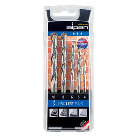 Image of a Alpen Masonry Drill Bit Set 5 Piece Long Life 4 5 6 8 10