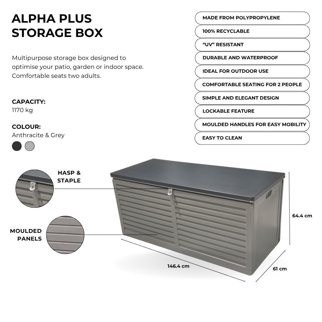 Image of a CASA CALORE Alpha Plus 490L Garden / Patio / Deck Storage XL Trunk 2