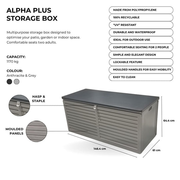 Image of a CASA CALORE Alpha Plus 490L Garden / Patio / Deck Storage XL Trunk 2