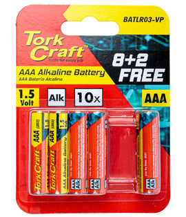 Image of a Tork Craft Battery AAA 1.5v Value Pack 10 Pack 8 + 2 Free  Alkaline