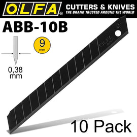 Image of a Olfa Blades Excel Black 10/Pk Carded Ultra Sharp 9mm