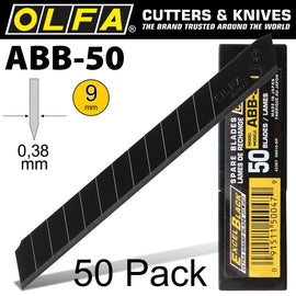 Image of a Olfa Blades Black X-Sharp 50 Per Pack Ultra Sharp 9mm