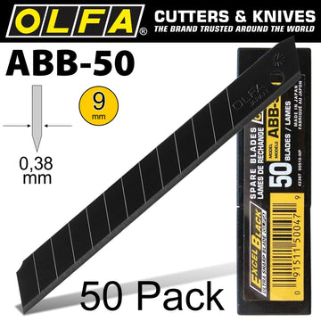 Image of a Olfa Blades Black X-Sharp 50 Per Pack Ultra Sharp 9mm