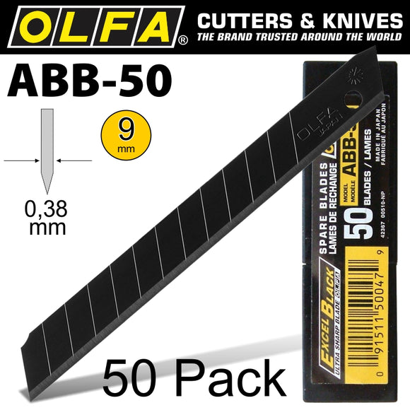 Image of a Olfa Blades Black X-Sharp 50 Per Pack Ultra Sharp 9mm