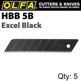 Image of a Olfa Blades Excel Black 5Pk Ultra Sharp For H1; Nh1; Xh1 Cutters 25mm
