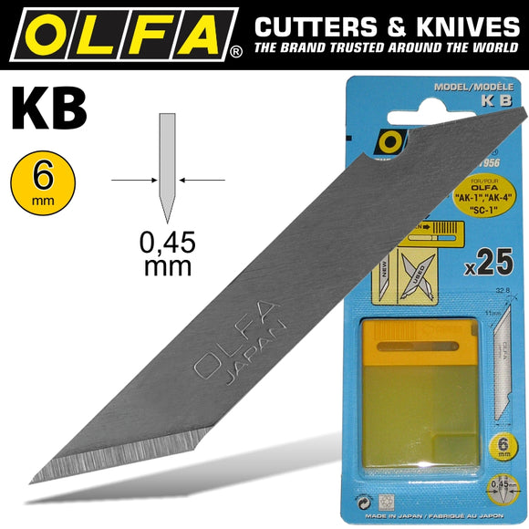 Image of a Olfa Blades Kb 25/Pack 6mm