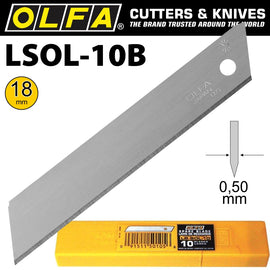 Image of a Olfa Blades 18mm Non Segmented Solid 10Pk