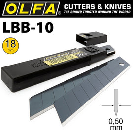 Image of a Olfa Blades Excel Black 10 Pack Ultra Sharp 18mm