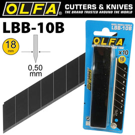 Image of a Olfa Blades Excel Black 10/Pk Carded Ultra Sharp 18mm
