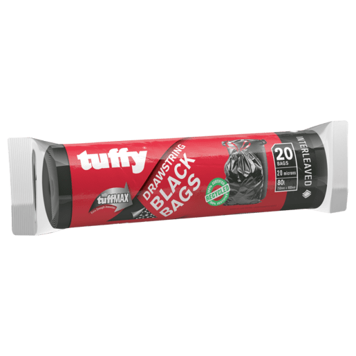 image of Tuffy Black Bag on Roll 20 Pack Drawstring