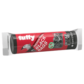 image of Tuffy Black Bag on Roll 20 Pack Drawstring