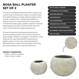 Image of a CASA CALORE BOSA BALL Flower Pots & Planters, Lightweight 13.5kg Set 2  2