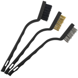 Image of a Tork Craft Mini Brush Set 3pc Brass Stainless Nylon In Blister