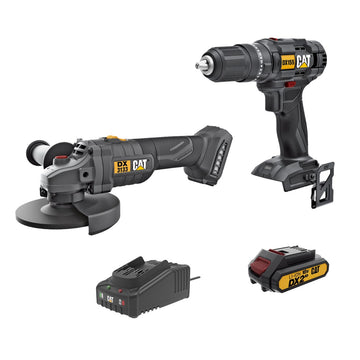CAT DX155 Cordless Drill 13mm & DX3133 Grinder 115mm Combo incl 1 x 2Ah battery and Charger