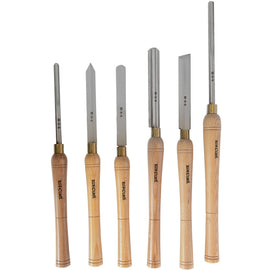 Image of a Tork Craft Chisel Set Wood Turning HSS 6 Piece Wooden Case