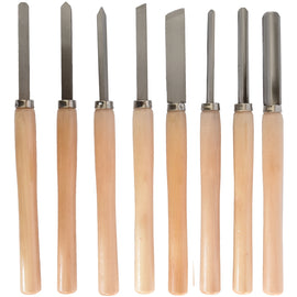 Image of a Tork Craft Chisel Set Wood Turning 8 Piece Std Wooden Case