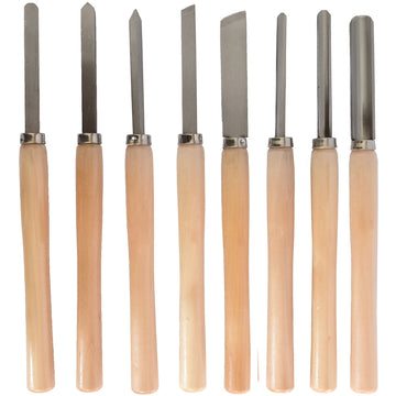Image of a Tork Craft Chisel Set Wood Turning 8 Piece Std Wooden Case
