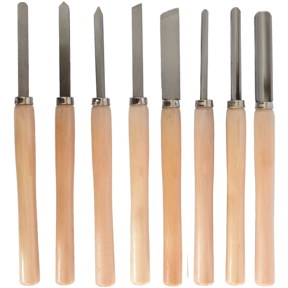 Image of a Tork Craft Chisel Set Wood Turning 8 Piece Std Wooden Case