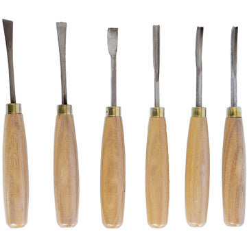 Image of a Tork Craft Chisel Set Wood Carving 6 Piece Wooden Box