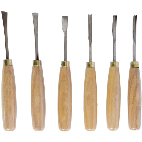 Image of a Tork Craft Chisel Set Wood Carving 6 Piece Wooden Box