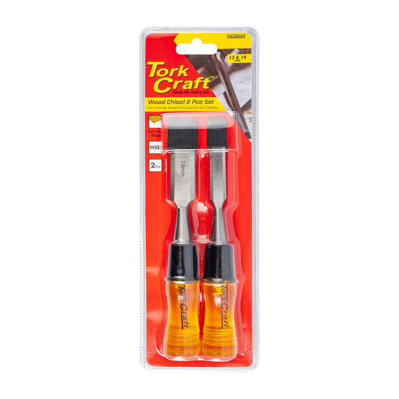 Image of a Tork Craft Wood Chisel 100mm Blade 2pc 12/19mm With Pvc Handle