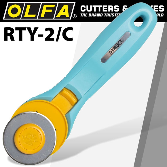 Image of a Olfa Rotary Splash Cutter 45mm Blade R/L Handed Light Blue Aqua