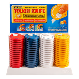 Image of a Olfa Touch Knife 60 Per Box 4 Colour Yellow,Red,White,Navy