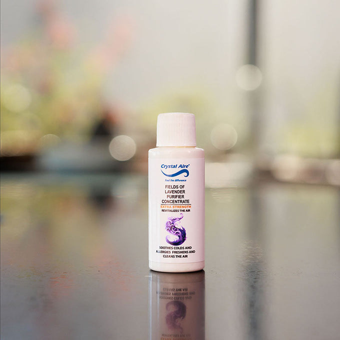 Image of a Crystal Aire 30ml Fields of Lavender Air Purifier Concentrate out of packaging