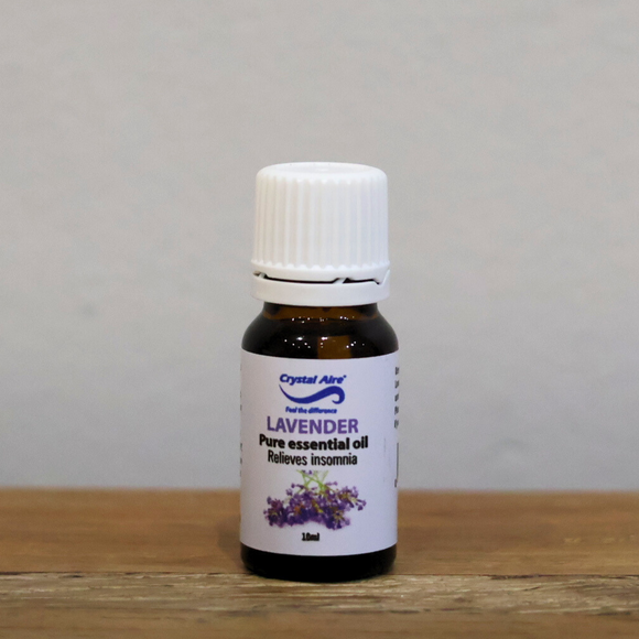 Image of a Crystal Aire Lavender 10ml Essential Oil for Stress, Insomnia & More (10ml) out of packaging
