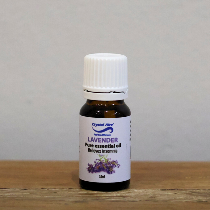 Image of a Crystal Aire Lavender 10ml Essential Oil for Stress, Insomnia & More (10ml) out of packaging