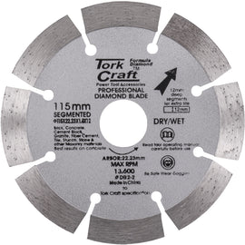 Image of a Tork Craft Diamond Blade Segmented 115mm With 12mm Segments