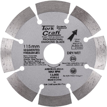 Image of a Tork Craft Diamond Blade Segmented 115mm With 12mm Segments