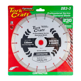 Image of a Tork Craft Diamond Blade Segmented 230mm For Concrete 12mm Deep Segments