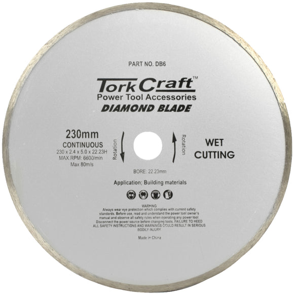 Image of a Tork Craft Diamond Blade 230mm Continuous Rim
