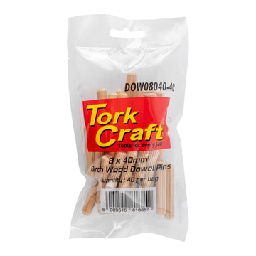 Image of a Tork Craft Dowels 8 X 40mm 40 Per Bag Birch Wood