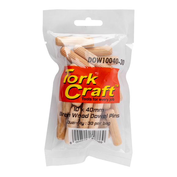 Image of a Tork Craft Dowels 10 X 40mm 30 Per Bag Birch Wood