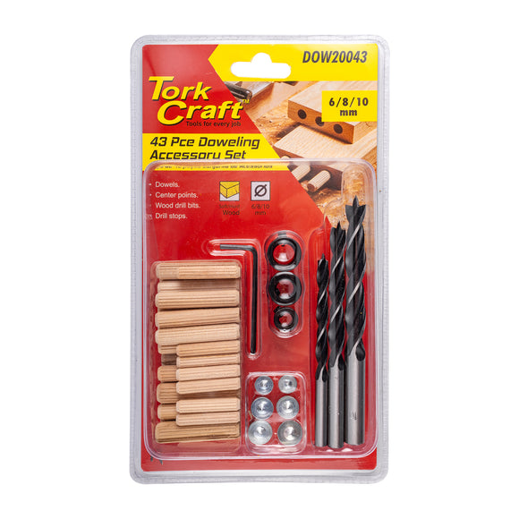 Image of a Tork Craft Dowel Kit 6/8/10mm - 43 Piece