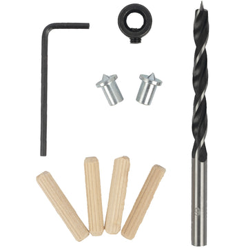 Image of a Tork Craft Doweling Accessory Kit 6mm - 34 Piece Birch Wood