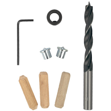 Image of a Tork Craft Doweling Accessory Kit 10mm - 22 Piece Birch Wood