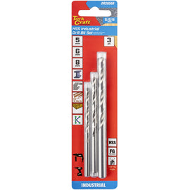 Image of a Tork Craft Drill Bit HSS 3pc Set 5-6-8mm Industrial 135 Ground