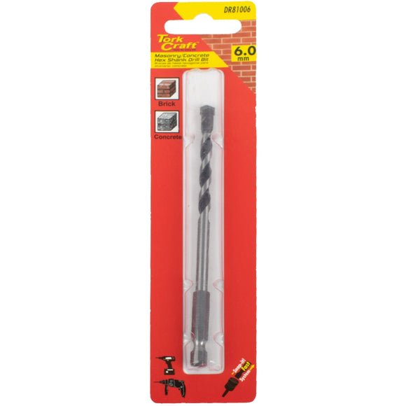 Image of a Tork Craft Drill Bit Masonry/Concrete 6.0mm Hex Shank 