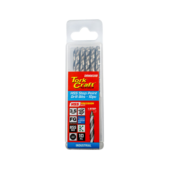 Image of a Tork Craft Drill Bit Precision-max Step Point 3.5mm HSS 10 Pack