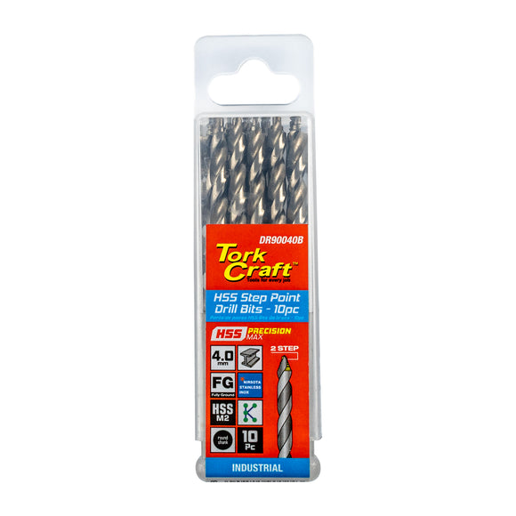 Image of a Tork Craft Drill Bit Precision-max Step Point 4.0mm HSS 10 Pack
