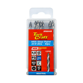 Image of a Tork Craft Drill Bit Precision-max Step Point 4.5mm HSS 10 Pack