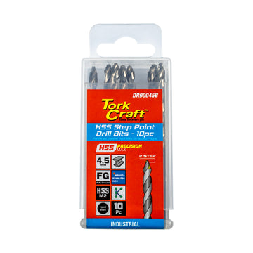 Image of a Tork Craft Drill Bit Precision-max Step Point 4.5mm HSS 10 Pack