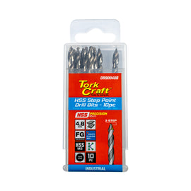 Image of a Tork Craft Drill Bit Precision-max Step Point 4.8mm HSS 10 Pack