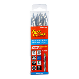 Image of a Tork Craft Drill Bit Precision-max Step Point 12.0mm HSS Dril 5 Pack