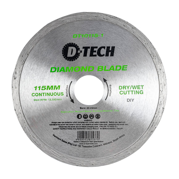 Image of a DIAMOND BLADE CONTINUOUS RIM 115X22.23MM CERAMIC/MARBLE